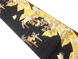 束ね熨斗に鴛鴦・蝶・花々模様織出し袋帯